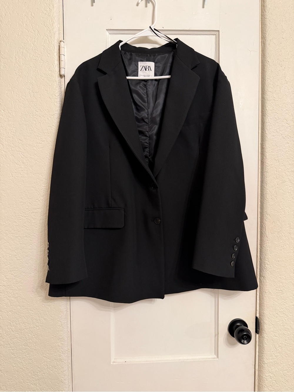 Zara Black Single-Button Notch Lapel Blazer